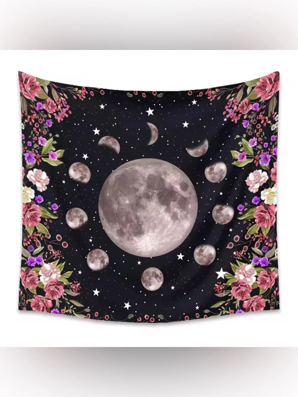 Vintage Moon Botanical Floral Tapestry Wall Decor